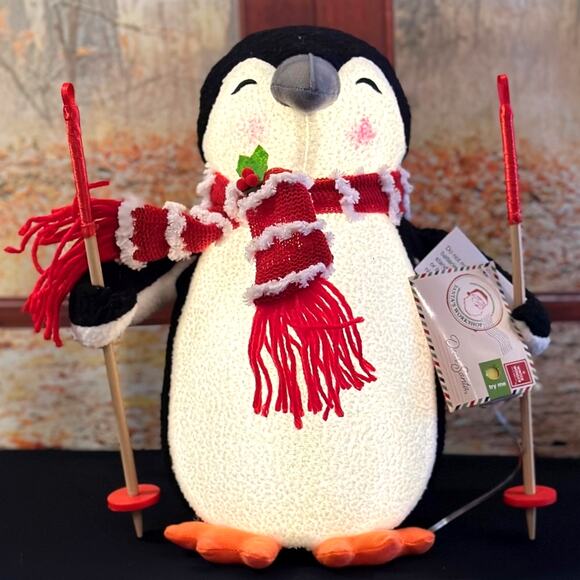 Santa's Workshop 11" Skiing Penguin Light-Up Plush Holiday Decor - Picture 5 of 8